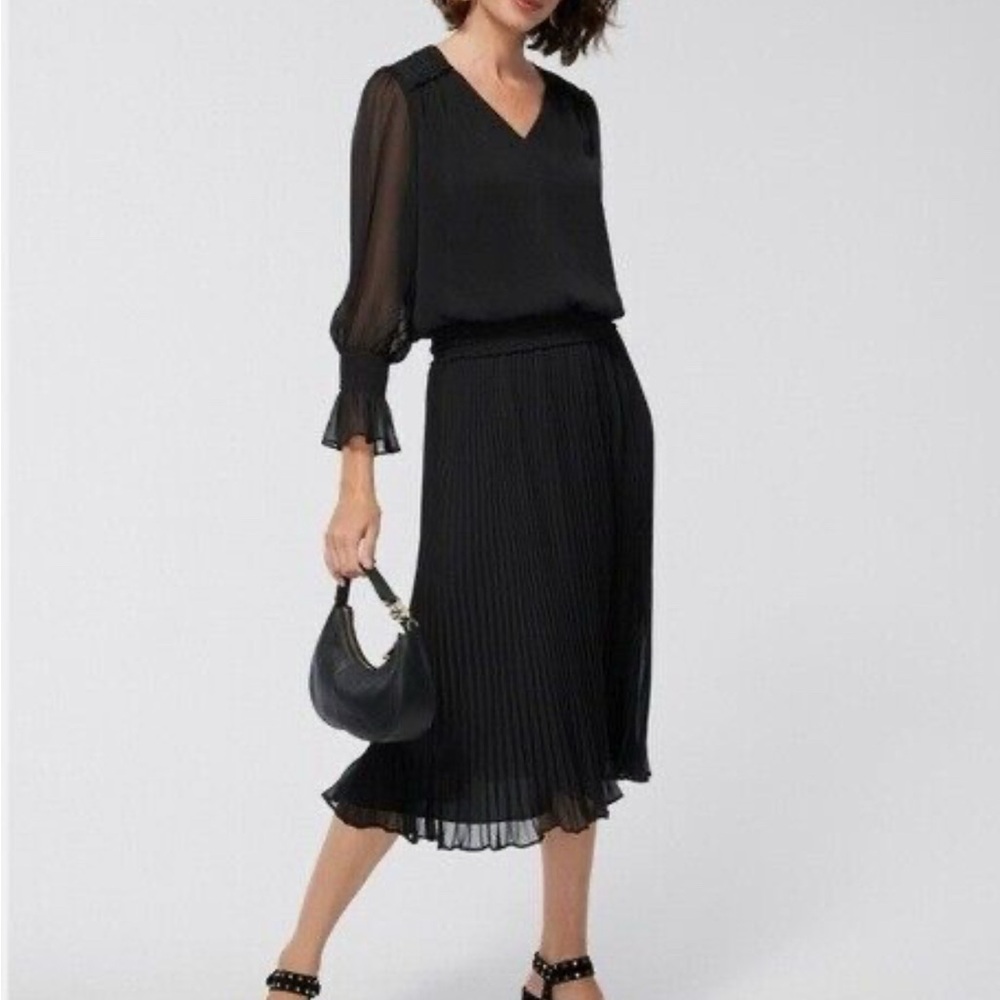 Chico’s Elegant Black Pleated Dress NWT